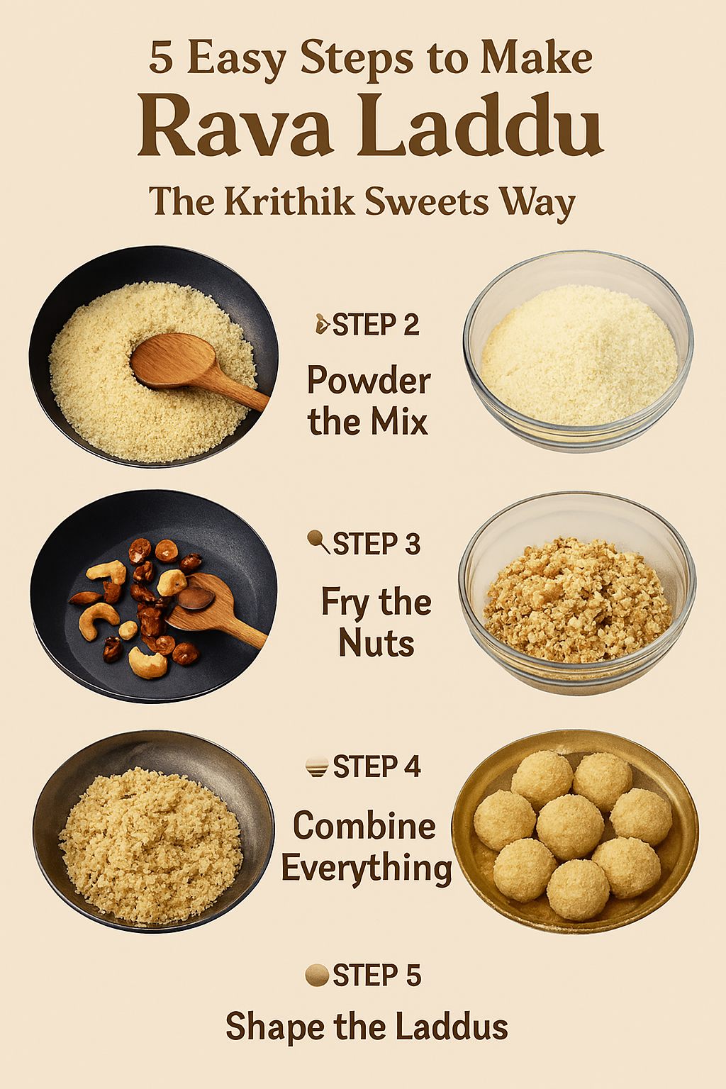 🎉 5 Easy Steps to Make Rava Laddu – The Krithik Sweets Way